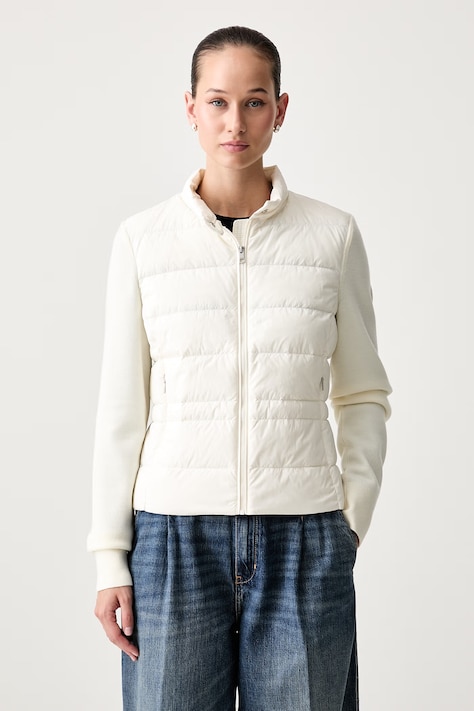 Tommy Hilfiger péřová bunda dámská s příměsí vlny béžová WW0WW51095