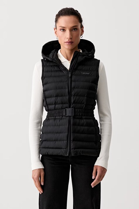 Calvin Klein prsluk s kapuljačom za žene crni LV044G513G