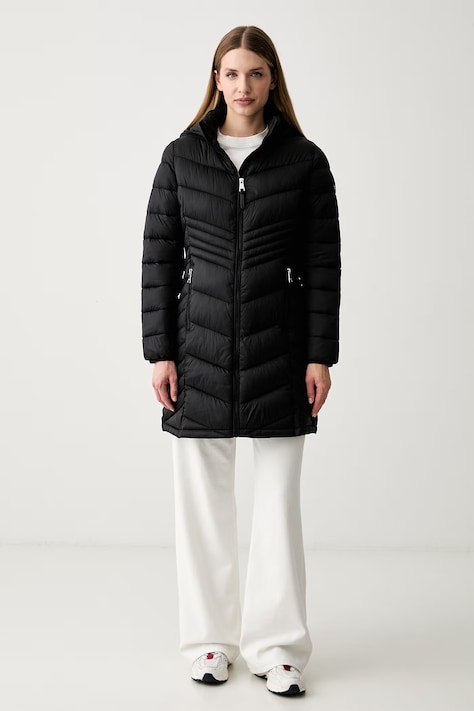 DKNY długa kurtka damska czarna DLEMPZ26