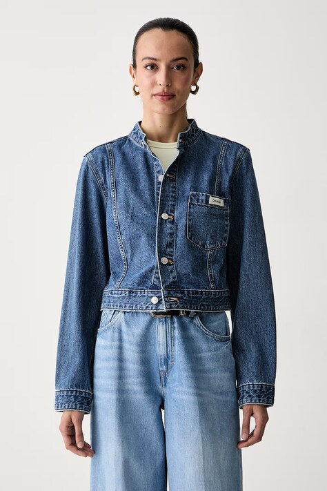 Calvin Klein Jeans jakna ženska denim modra LV047G744G