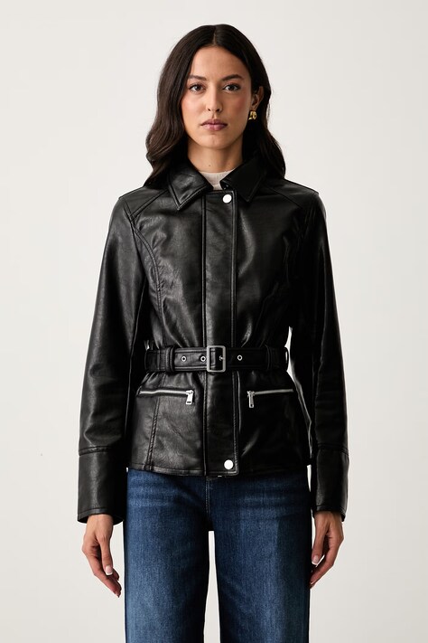 Guess преходно яке дамско от имитация на кожа JEANNE черно W6YL17 W2907