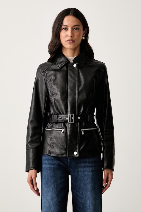 Guess přechodová bunda dámská z imitace kůže JEANNE černá W6YL17 W2907