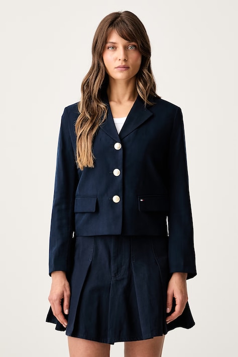 Tommy Jeans sacou cu un singur rând de nasturi pentru femei cu vâscoză bleumarin DW0DW22910