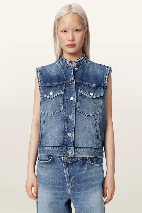 AllSaints bezrękawnik damski jeansowy MAV niebieski W135PE