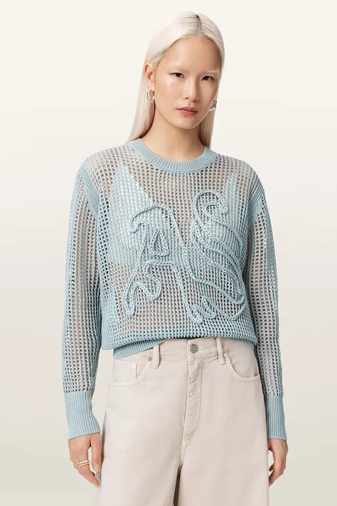 AllSaints sweter damski z wiskozą RAELYN niebieski W047KE