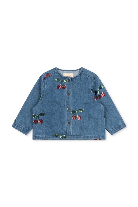 Konges Sløjd Kurtka jeansowa dziecięca bawełniana MAGOT SEQUIN DENIM SHIRT GOTS granatowa KS106544