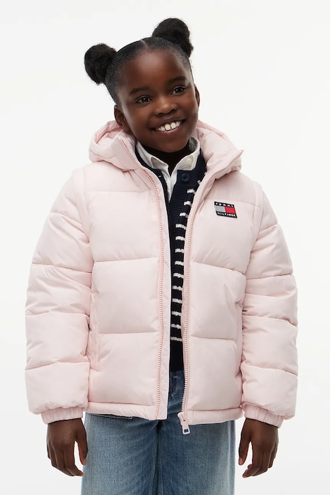 Tommy Hilfiger Kurtka pikowana dziecięca różowa KS0KS00760