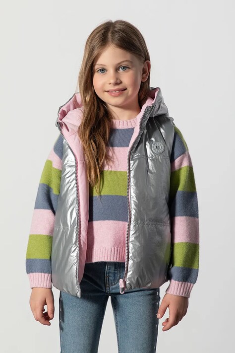Coccodrillo Bezrękawnik dwustronny dziecięcy różowy OUTERWEAR GIRL KIDS