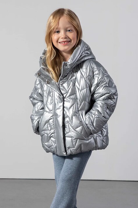 Coccodrillo Kurtka zimowa dziecięca srebrna OUTERWEAR GIRL KIDS