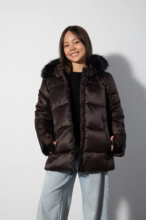 Coccodrillo Kurtka zimowa dziecięca brązowa OUTERWEAR GIRL JUNIOR
