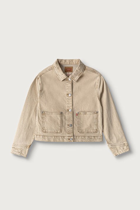 Levi's Kurtka jeansowa dziecięca bawełniana z elastanem STUDDED TRUCKER beżowa 4ER788