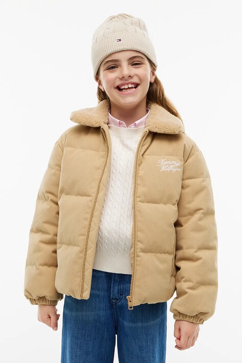 Tommy Hilfiger kurtka przejściowa dziecięca sztruksowa beżowa KG0KG09589