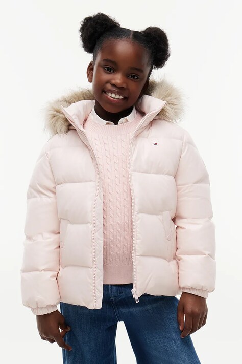 Tommy Hilfiger kurtka puchowa dziecięca różowa KG0KG09673