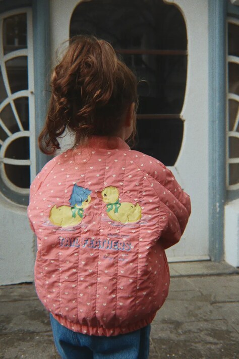 Konges Sløjd bomber παιδικό JUNO DUCKLING PRINTED BOMBER JACKET ροζ KS105780