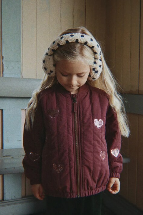 Konges Sløjd Bomber dětský JUNO SEQUIN BOMBER JACKET hnědý KS105733
