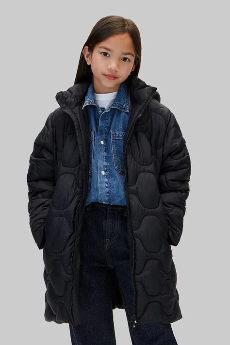 Calvin Klein Jeans Długa kurtka dziecięca czarna LVCKFJM16G