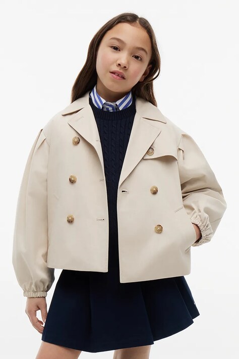 Tommy Hilfiger kurtka przejściowa dziecięca z bawełną beżowa KG0KG09501