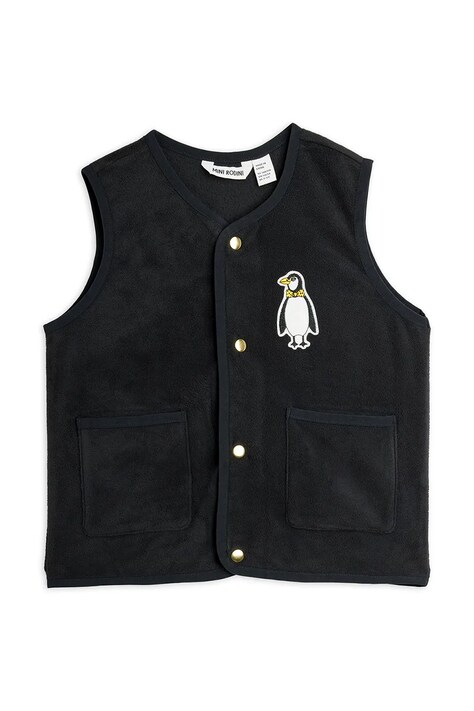 Mini Rodini Bezrękawnik dziecięcy polarowy Penguin czarny 11000364