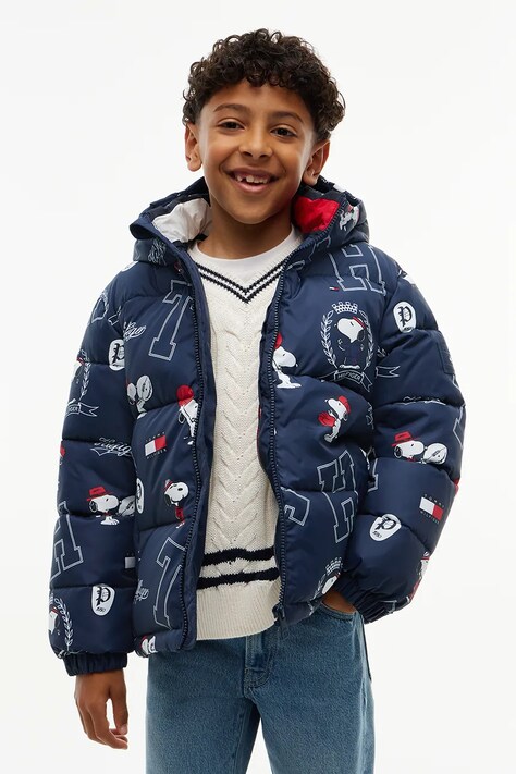 Tommy Hilfiger kurtka pikowana dziecięca granatowa KS0KS00762