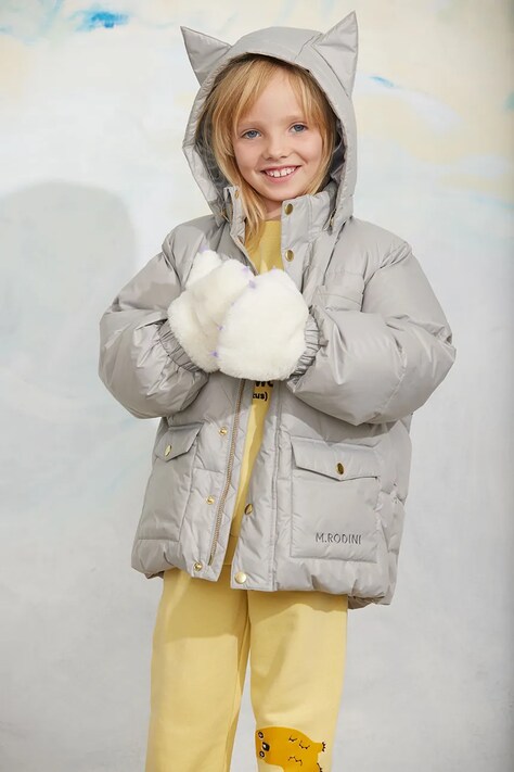 Mini Rodini kurtka pikowana dziecięca Cat ears szara 26710109