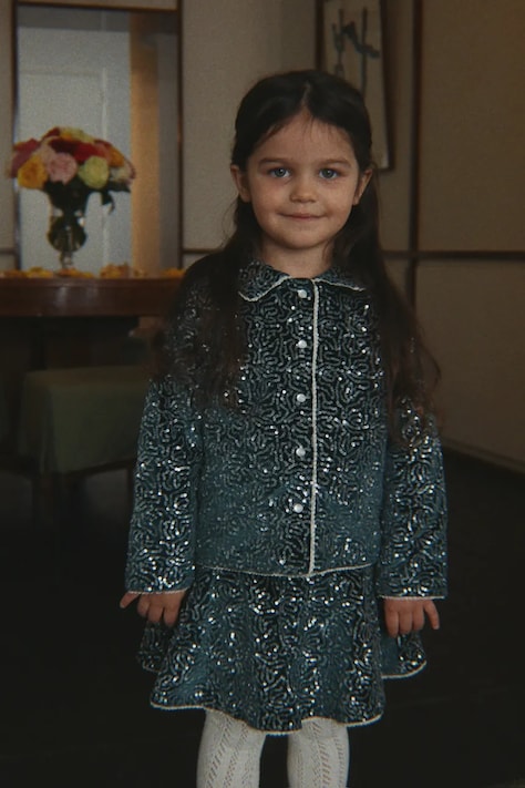 Konges Sløjd Kurtka dziecięca welurowa VIOLA JACKET niebieska KS106321