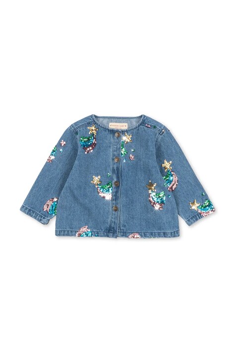Konges Sløjd τζιν μπουφάν παιδικό βαμβακερό MAGOT SEQUIN DENIM JACKET GOTS μπλε KS106134