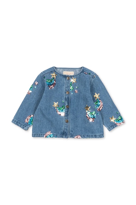 Konges Sløjd τζιν μπουφάν παιδικό βαμβακερό MAGOT SEQUIN DENIM JACKET GOTS μπλε KS106134