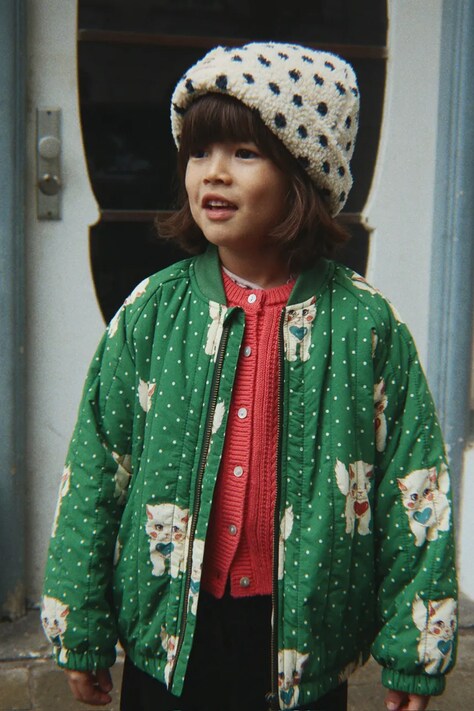 Konges Sløjd bomber παιδικό JUNO PRINTED BOMBER JACKET πράσινο KS105731