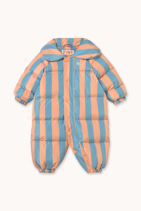 Tinycottons Kombinezon niemowlęcy NUDE-BLUE STRIPES PADDED OVERALL niebieski AW26-061