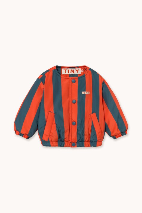 Tinycottons Kurtka niemowlęca RED-BLUE STRIPES BABY PADDED JACKET czerwona AW26-059