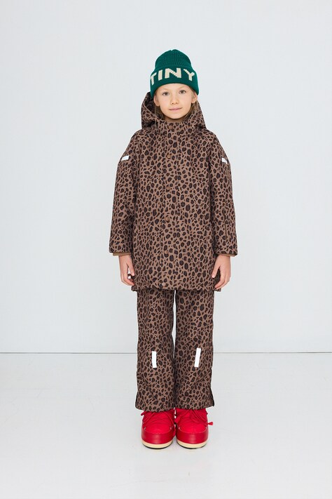 Tinycottons Kurtka zimowa dziecięca ANIMAL PRINT SNOW JACKET brązowa AW26-022