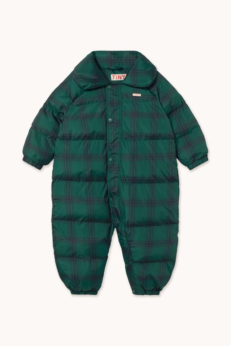 Tinycottons Kombinezon dziecięcy GREEN CHECK PADDED OVERALL zielony AW26-057