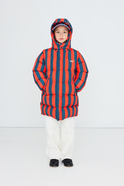 Tinycottons Kurtka pikowana dziecięca RED-BLUE STRIPES PADDED JACKET czerwona AW26-058