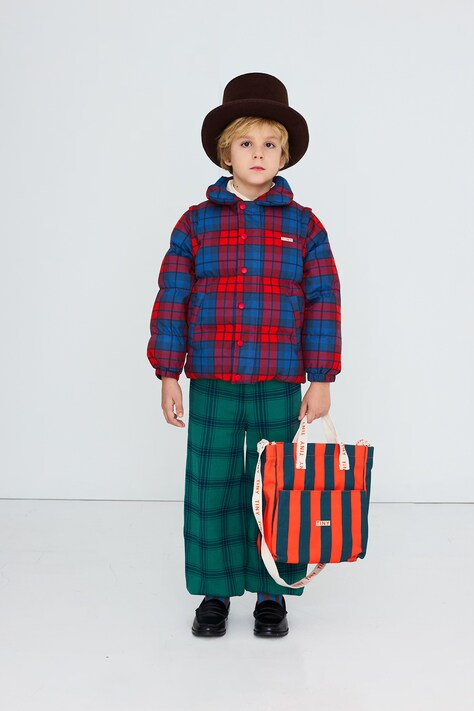 Tinycottons Kurtka pikowana dziecięca z bawełną CHECK SHORT PADDED JACKET czerwona AW26-044