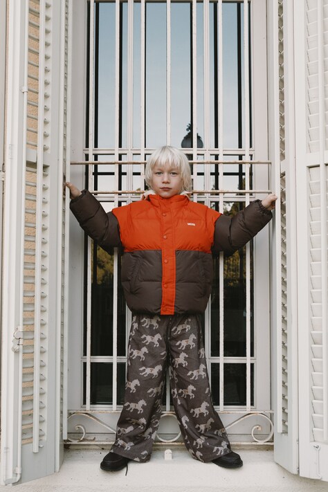 Tinycottons Kurtka pikowana dziecięca COLOR BLOCK SHORT PADDED JACKET czerwona AW26-178