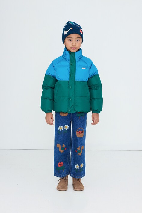 Tinycottons Kurtka pikowana dziecięca COLOR BLOCK SHORT PADDED JACKET niebieska AW26-178