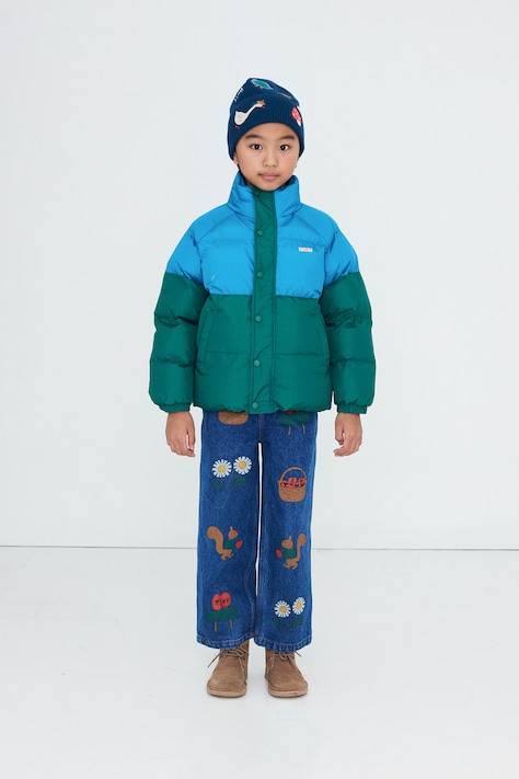 Tinycottons Kurtka pikowana dziecięca COLOR BLOCK SHORT PADDED JACKET niebieska AW26-178