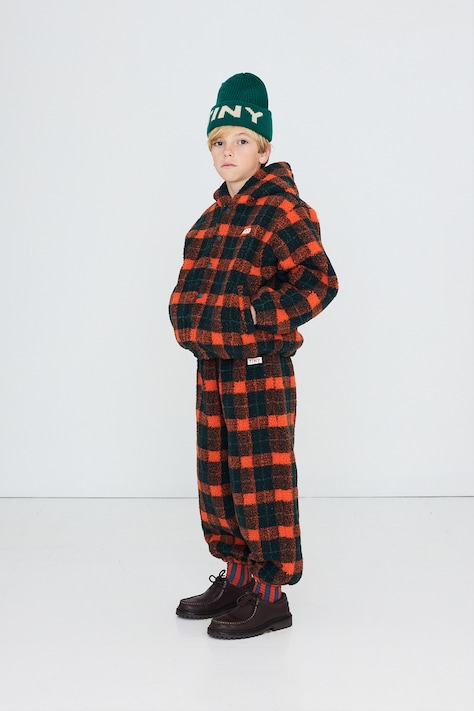 Tinycottons Bluza rozpinana z kapturem dziecięca polarowa RED CHECK SHERPA HOODIE czerwona AW26-240