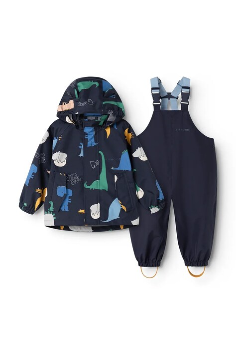 Liewood Kurtka przeciwdeszczowa dziecięca Manu Rainwear Set granatowa LW19910