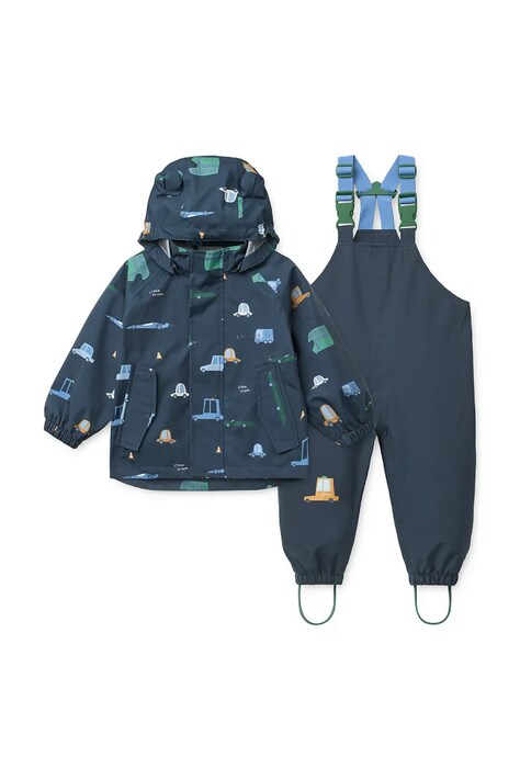 Liewood kurtka przeciwdeszczowa dziecięca Manu Rainwear Set granatowa LW19910