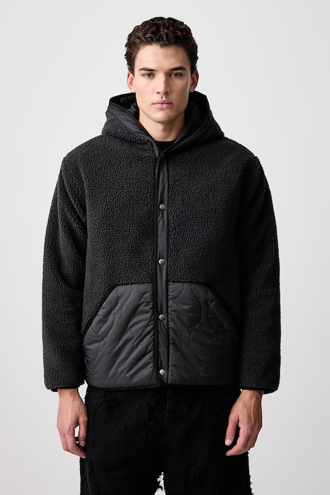 Woolrich CFWOOU2179MRUT5414 kurtka dwustronna męska szara Reversible Sherpa