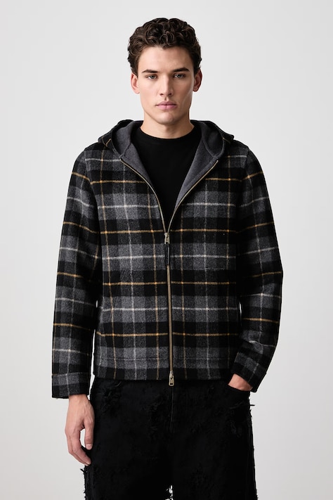 Woolrich CFWOOU2186MRUT5417 kurtka koszulowa z wełną męska szara Double Wool