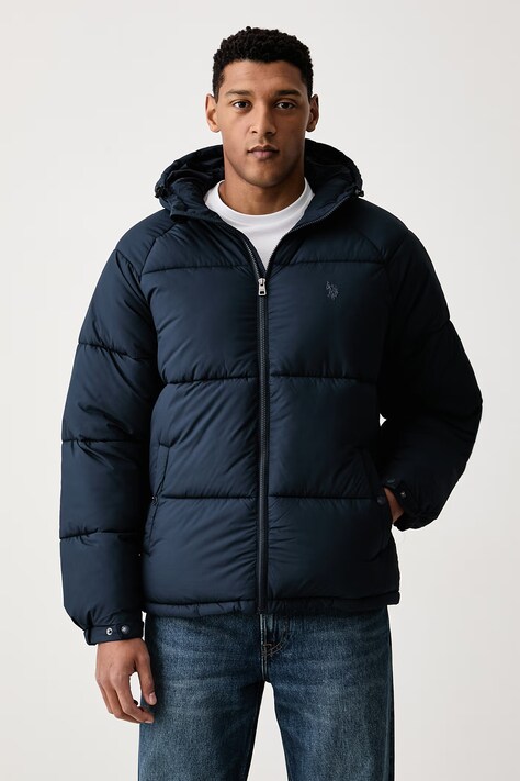 U.S. Polo Assn. Kurtka pikowana męska Hooded Puffer granatowa MUP5443