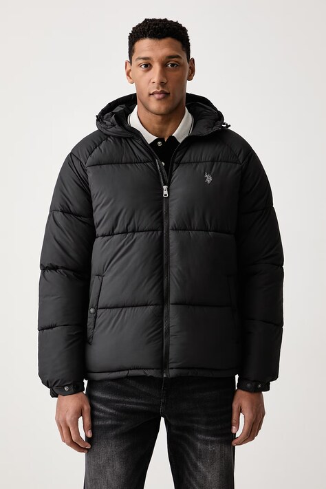 U.S. Polo Assn. Kurtka pikowana męska Hooded Puffer czarna MUP5443