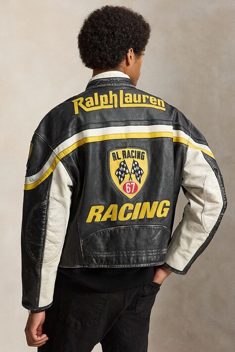 Polo Ralph Lauren Krótka kurtka skórzana męska czarna 710B24664001