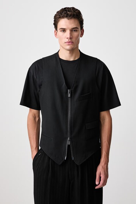 Yohji Yamamoto Kamizelka wełniana męska czarna KN3700