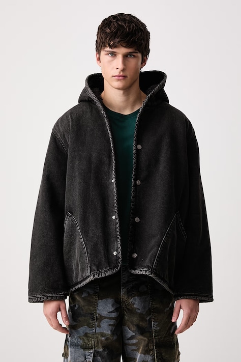 Levi's Dvostrana jakna za muškarce DECK HOODIE SHERPA crna 007S7