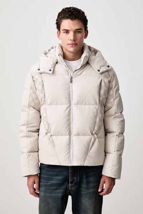 Off-White Bookish Nyl Twill Racing Puffer jachetă de iarnă pentru bărbați gri 44MED06CF26F002050