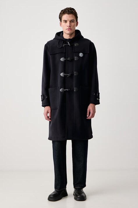 Lacoste Płaszcz męski z wełną granatowy BH9722