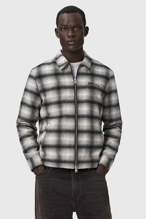 AllSaints Kurtka koszulowa męska z wełną CONDUCT JACKET szara M135OF